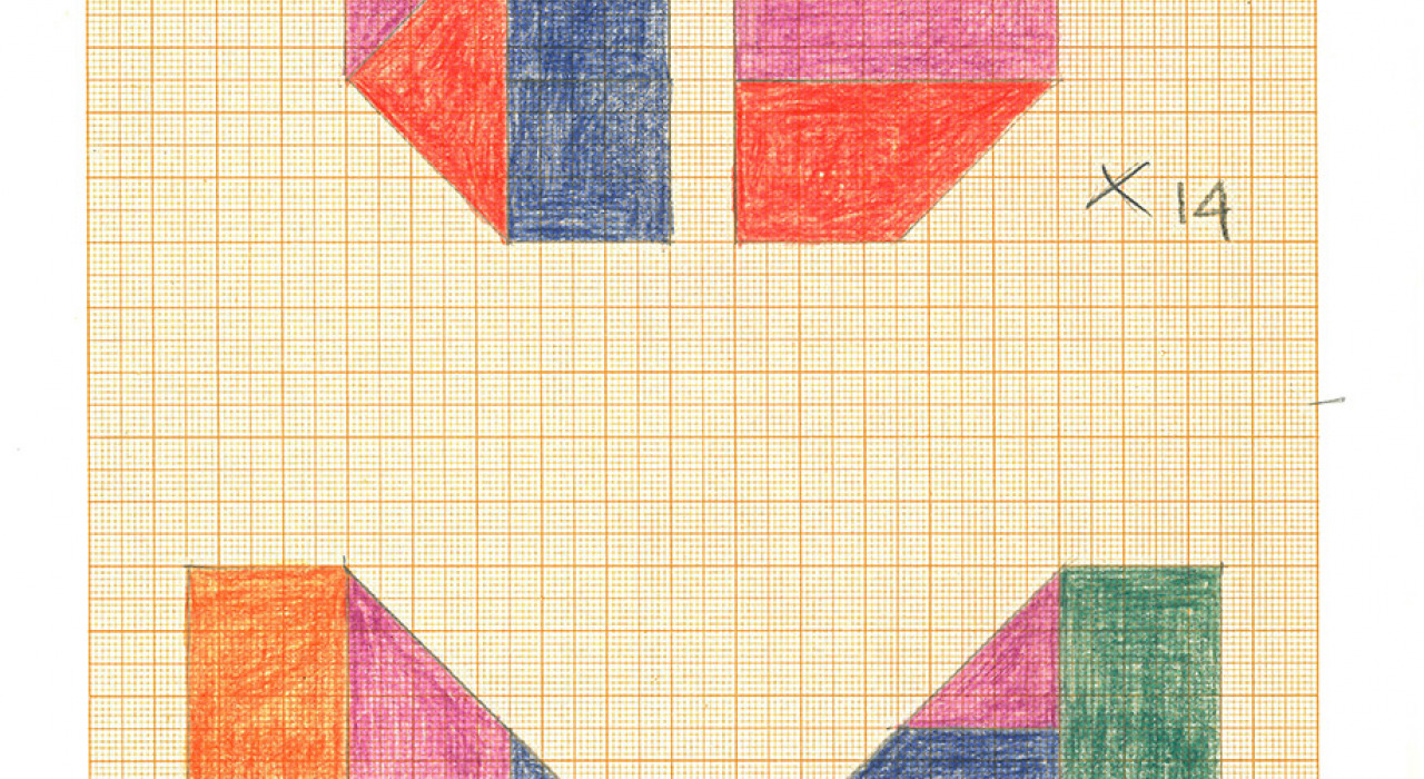 Julián Gil. Plegados D, 1971. Lápiz y lápices de colores sobre papel. 31 x 22 cm